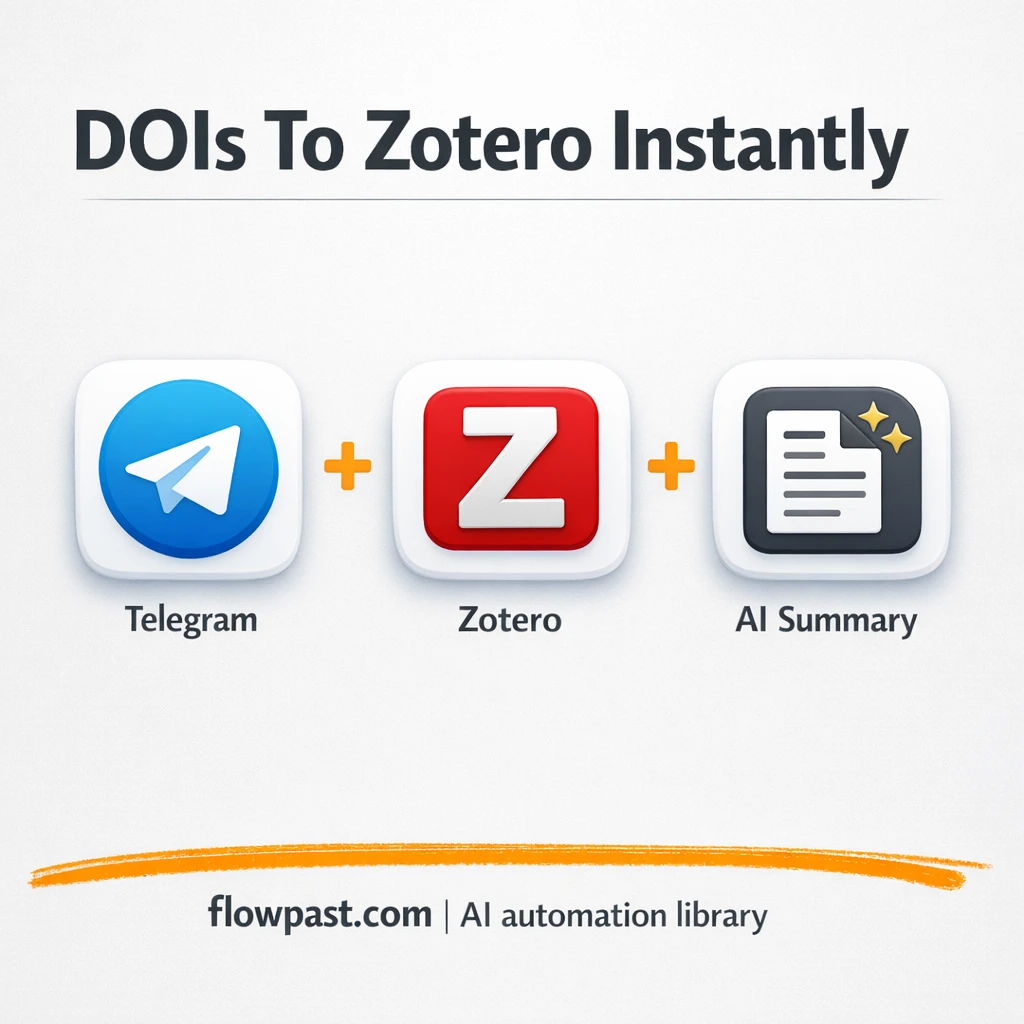 Telegram to Zotero, papers saved with PDFs and notes - n8n workflow automation template