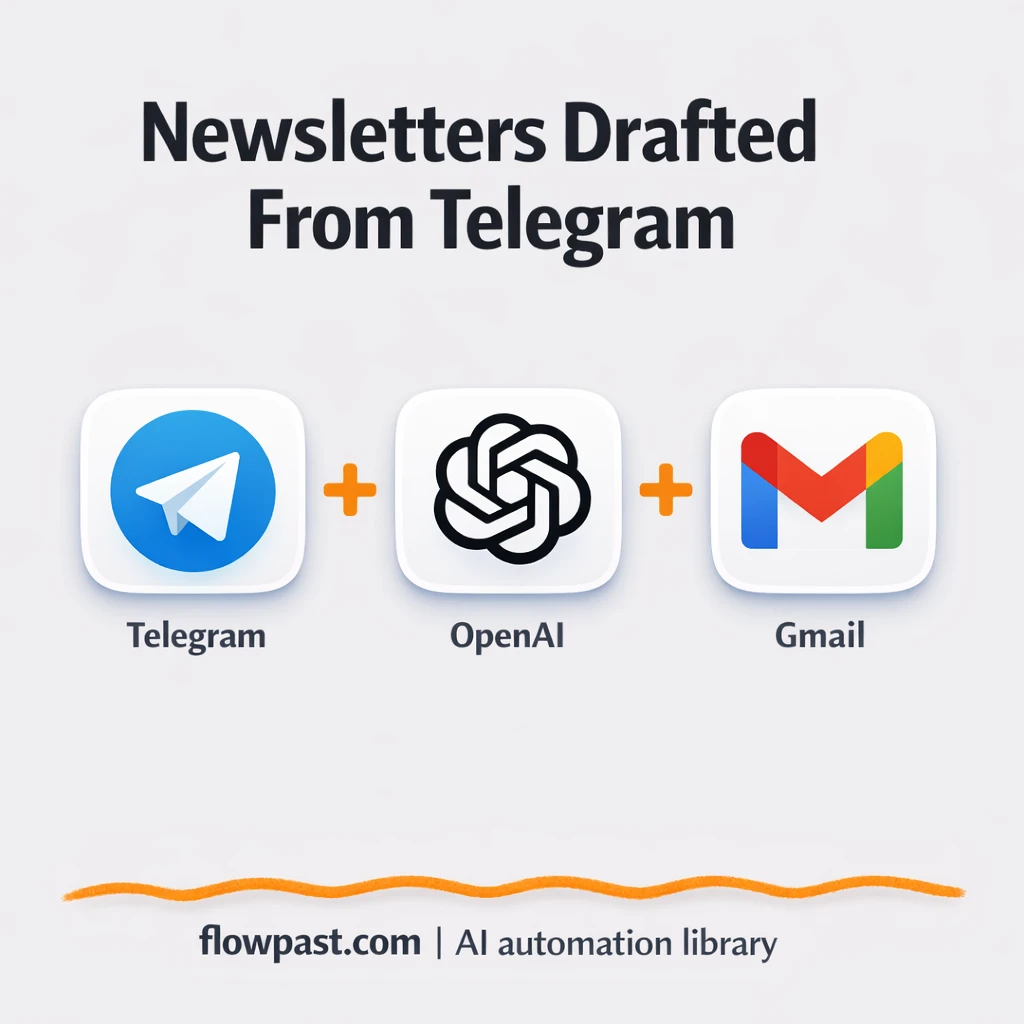 Telegram to Gmail, newsletter drafts ready to send - n8n workflow automation template