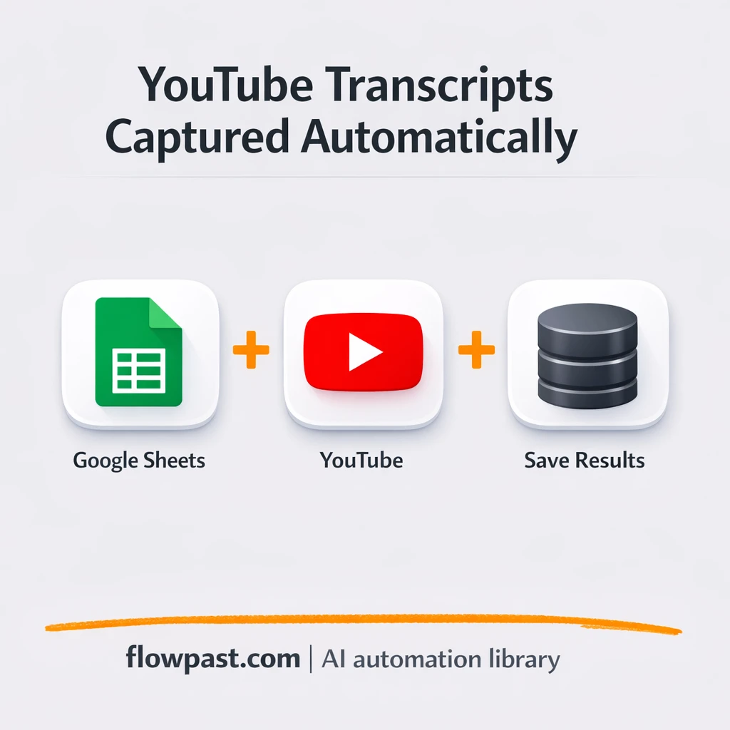 YouTube to Google Sheets, transcripts logged clean - n8n workflow automation template