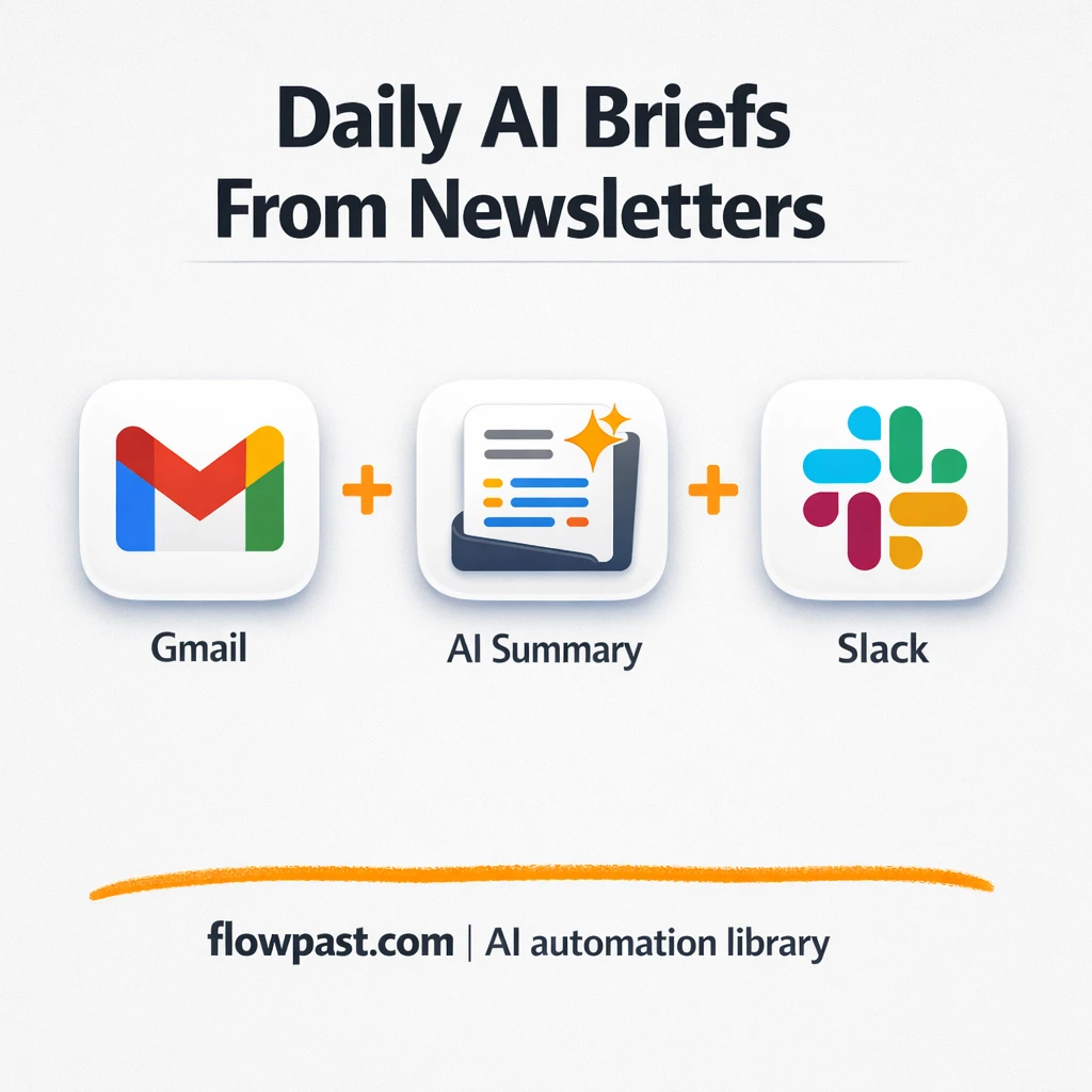 Gmail to Slack, newsletters turned into team briefs - n8n workflow automation template