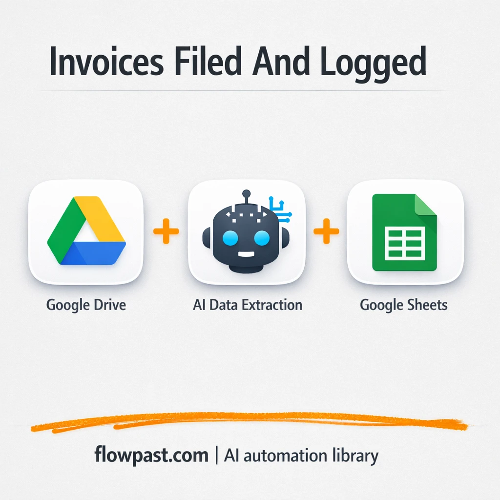 Google Drive to Google Sheets, invoices logged clean - n8n workflow automation template