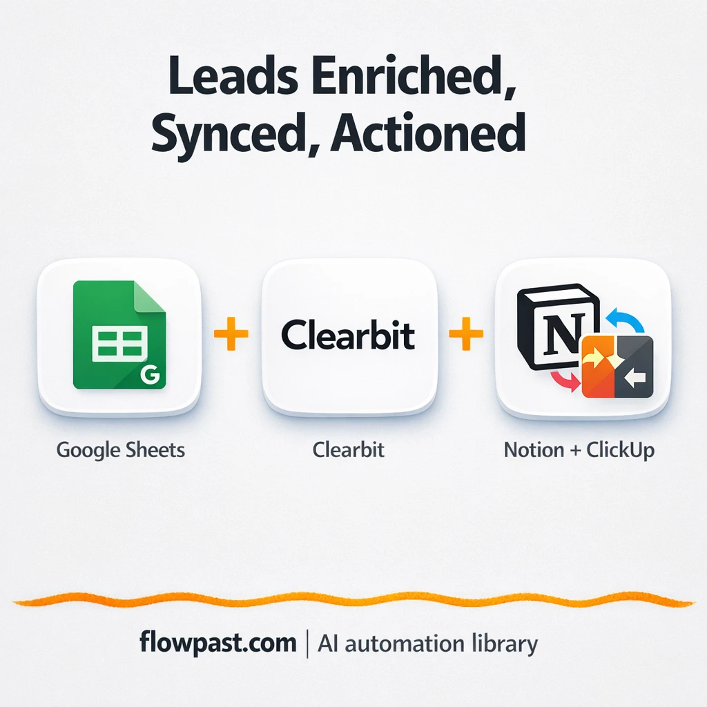 Google Sheets + Clearbit: enriched leads in Notion - n8n workflow automation template