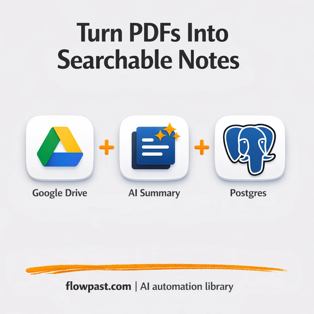 Google Drive to Postgres, searchable paper summaries - n8n workflow automation template