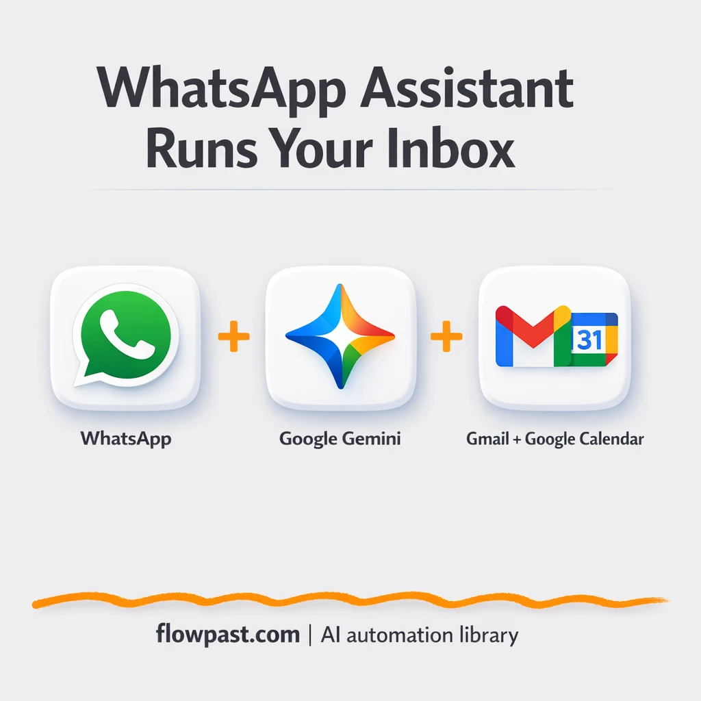 WhatsApp to Gmail and Google Calendar, admin handled - n8n workflow automation template
