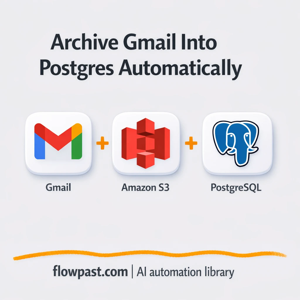 Gmail to PostgreSQL, a searchable email archive - n8n workflow automation template