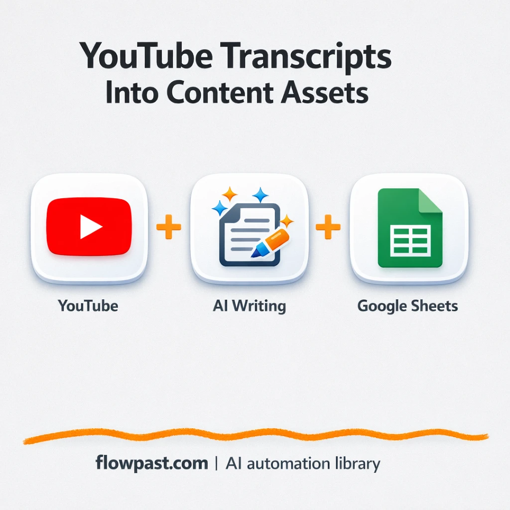 YouTube to Google Sheets, transcripts to ready assets - n8n workflow automation template