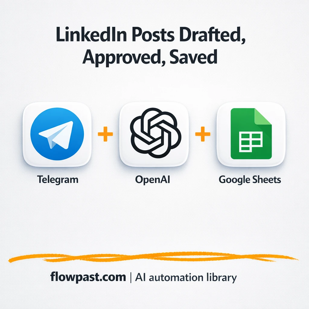 Telegram to Google Sheets, approved LinkedIn drafts - n8n workflow automation template