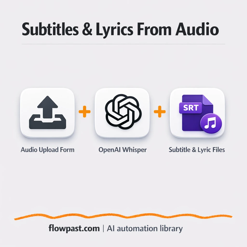 OpenAI Whisper to SRT, polished captions fast - n8n workflow automation template