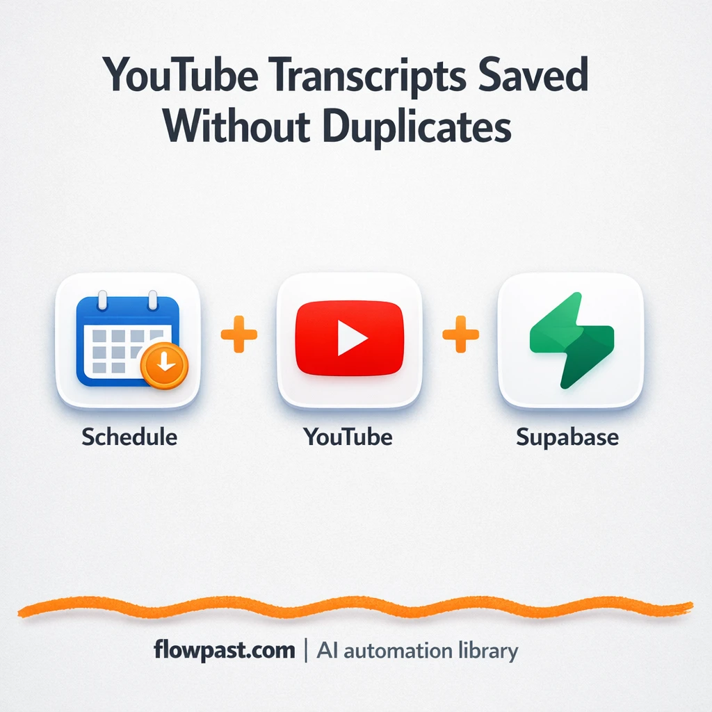 YouTube to Supabase, transcripts logged without repeats - n8n workflow automation template