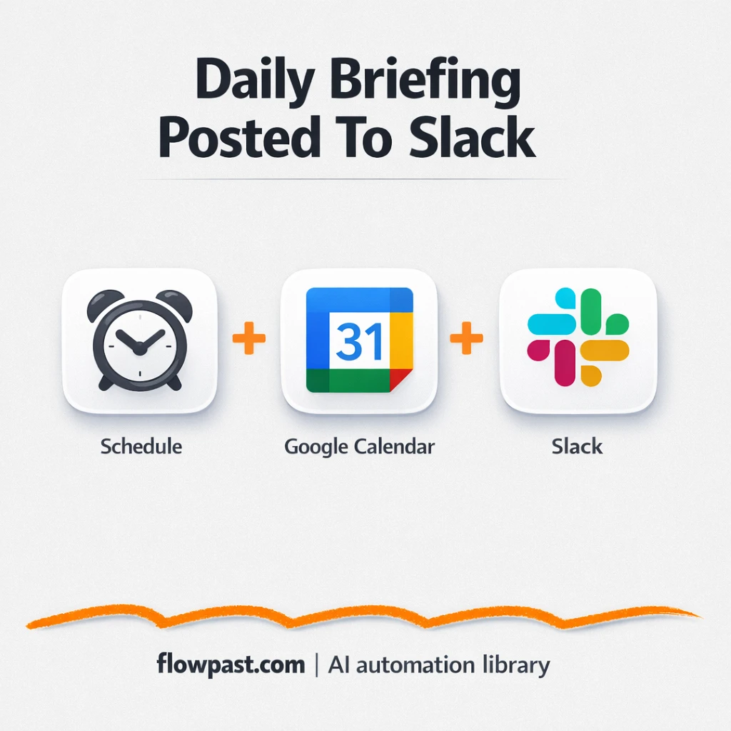 Slack + Google Calendar: one daily morning briefing - n8n workflow automation template