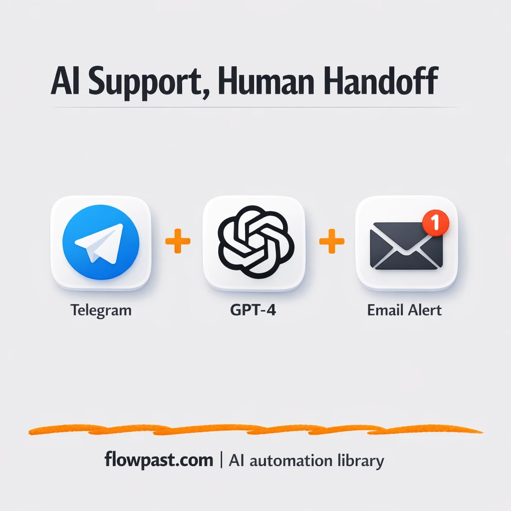 Telegram + Gmail alerts for smooth human support handoff - n8n workflow automation template