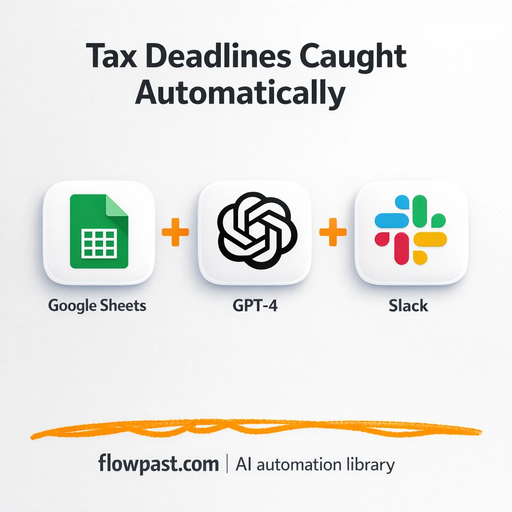 Google Sheets + Slack, tax deadlines flagged early - n8n workflow automation template