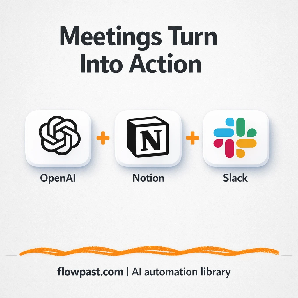 Slack + Notion: meeting notes become owned action items - n8n workflow automation template