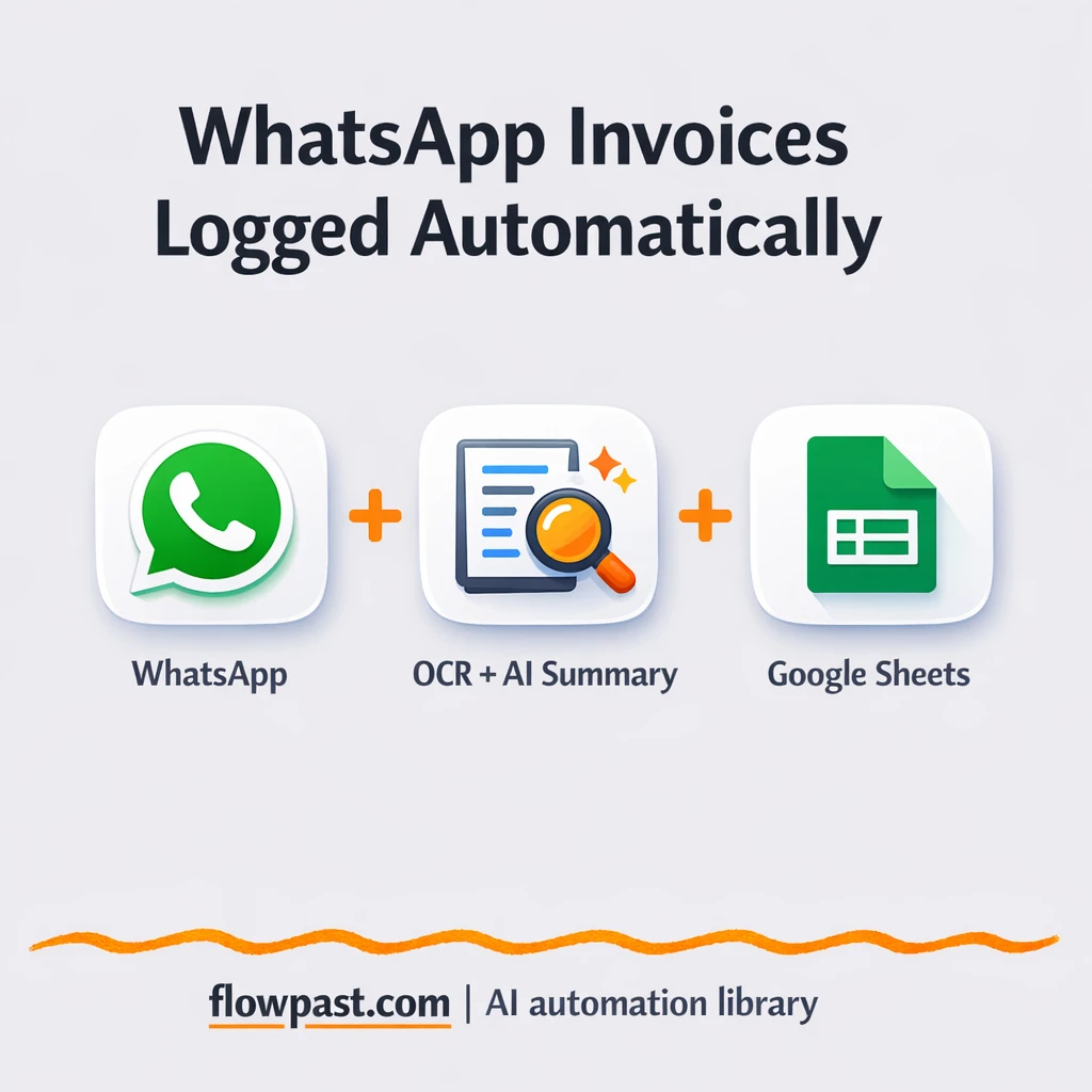 WhatsApp to Google Sheets, invoices logged and filed - n8n workflow automation template