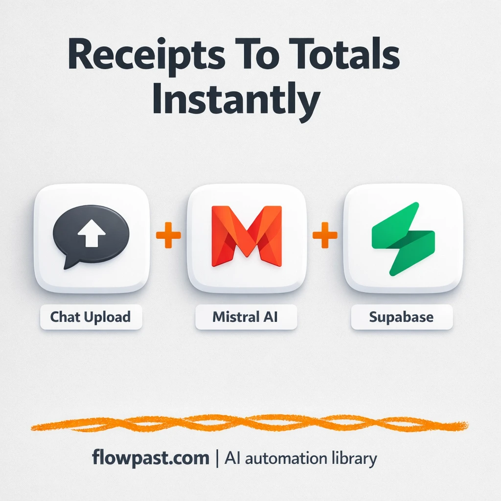 Supabase + Telegram, receipts to totals in chat - n8n workflow automation template