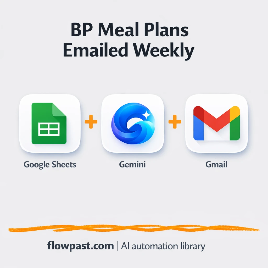 Google Sheets + Gmail: BP based meal plans by email - n8n workflow automation template