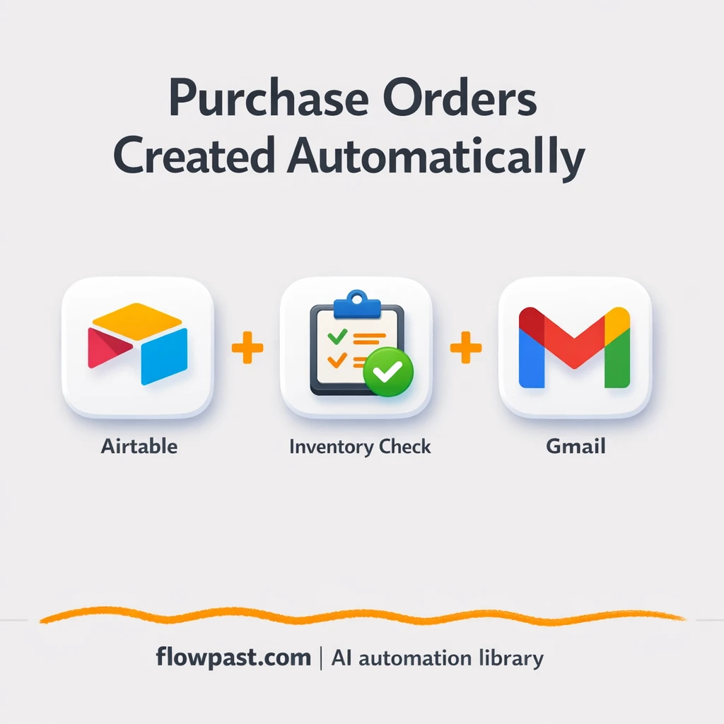 Airtable + Gmail: purchase orders sent before stockouts - n8n workflow automation template