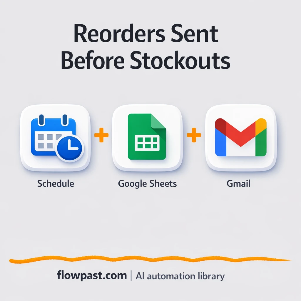 Google Sheets + Gmail: low stock POs sent for you - n8n workflow automation template
