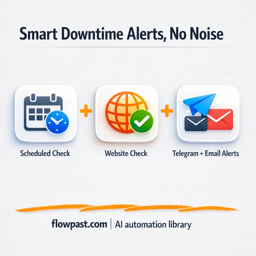 Email + Telegram downtime alerts, minus the false alarms - n8n workflow automation template
