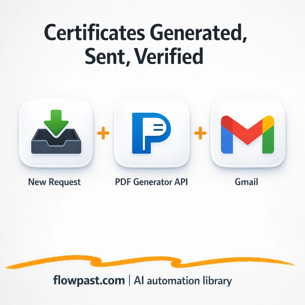 PDF Generator API + Gmail, certificates sent right - n8n workflow automation template