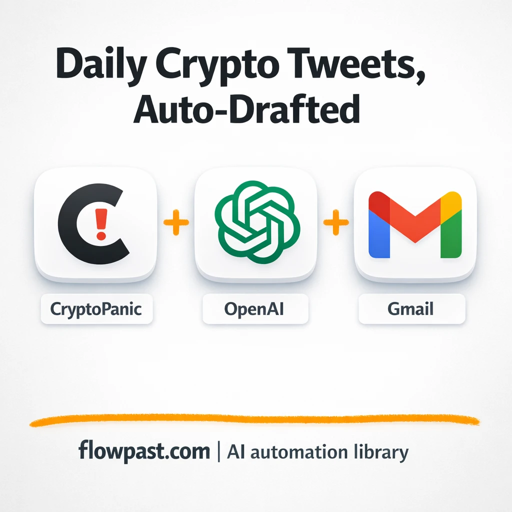 CryptoPanic to Gmail, tweet drafts ready to approve - n8n workflow automation template