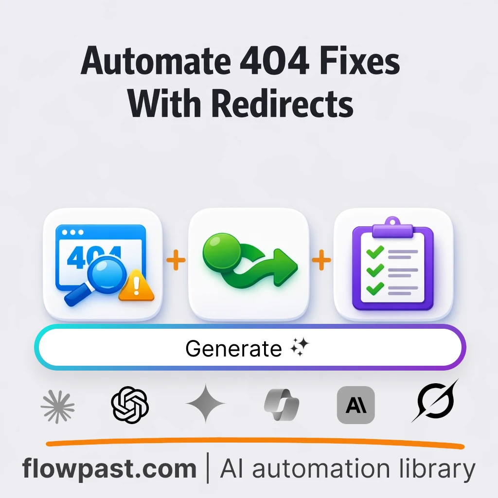Continuous 404 to 301 Redirect Flow Chart AI Prompt - AI prompt template